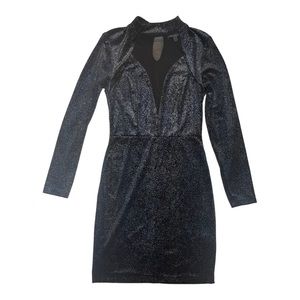 Bailey Blue Sparkly Velvety Long Sleeve Mini Dress